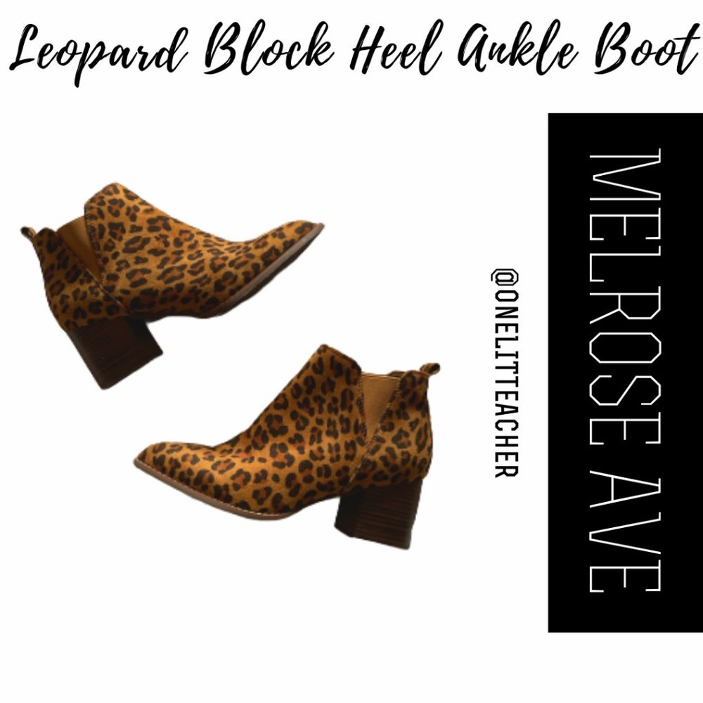 Melrose Ave Leopard Print Chunky Block Heel Ankle Boot